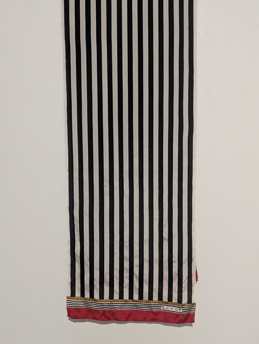 Echo Black White Striped Long Rectangle Scarf 11.5”X52“